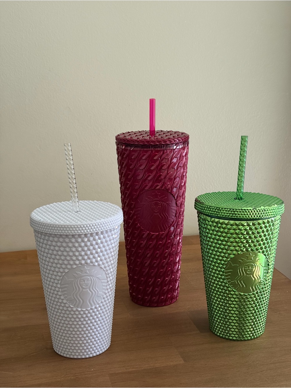 Starbucks Cold Cup Tumbler Bundle Lot of 3: Cranberry Braided Venti & Grandes
